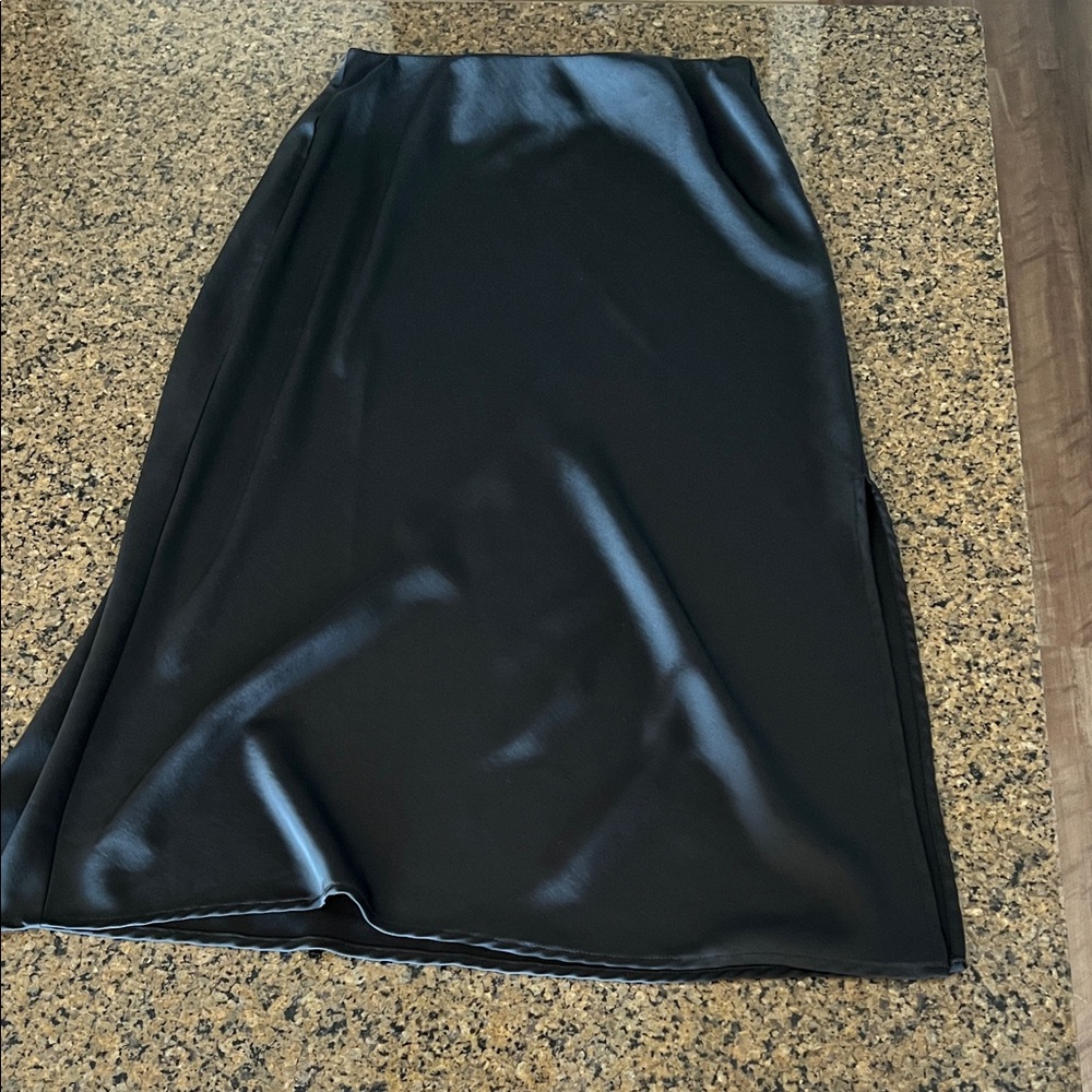 a new day Women’s Black Satin Midi Skirt